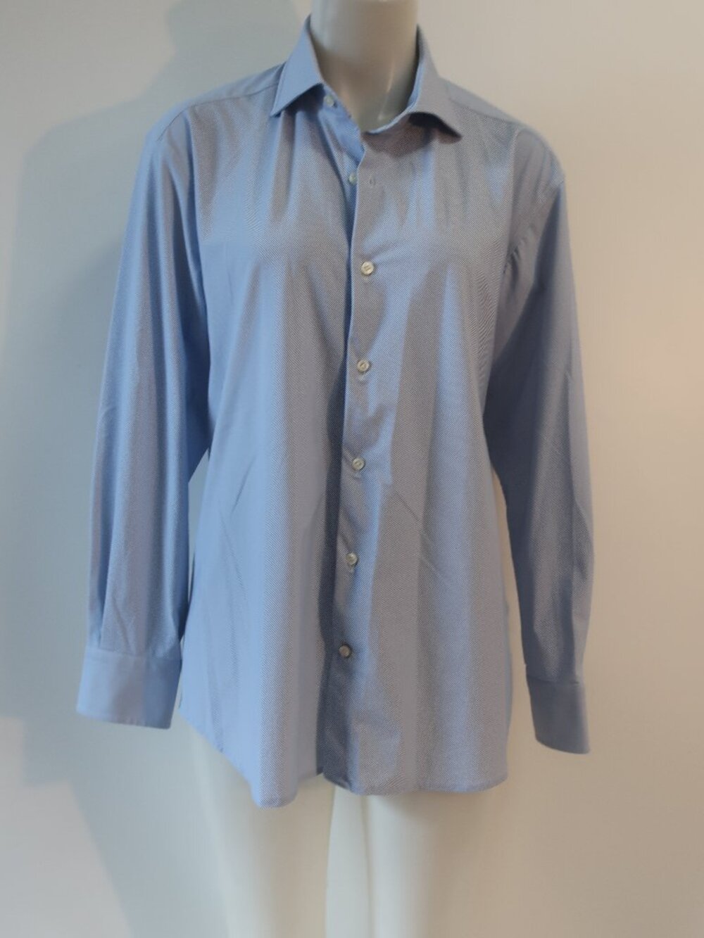 Mens Doriani Blue White Wash & Wear (Item- 50) Asymmetric Striped Dress Shirt 16